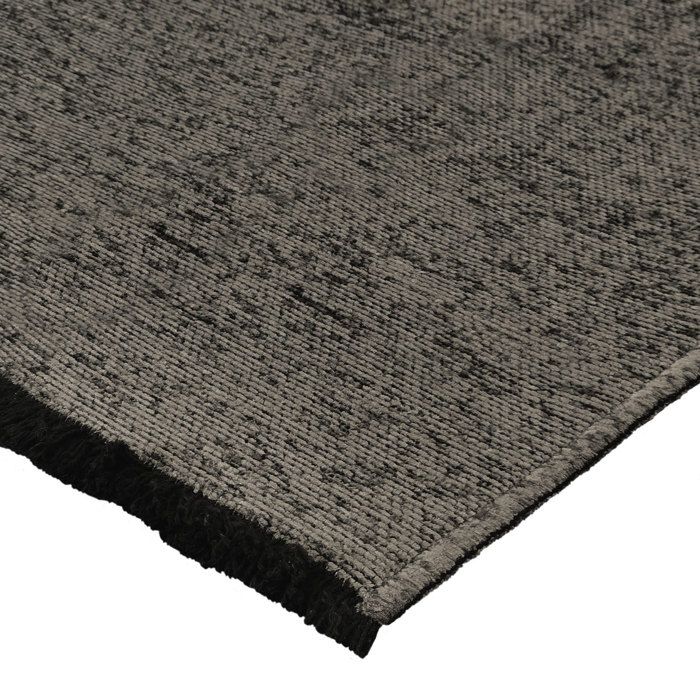 Tapis en coton et polyester lavable tissé plat anthracite 80x150