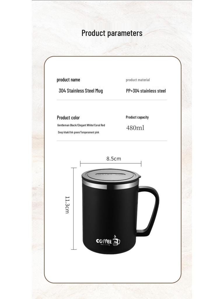 Dvoustěnný hrnek s víčkem z nerezové oceli 304: Ústní voda proti opaření, Hrneček na kávu a čaj - S přizpůsobitelným logem