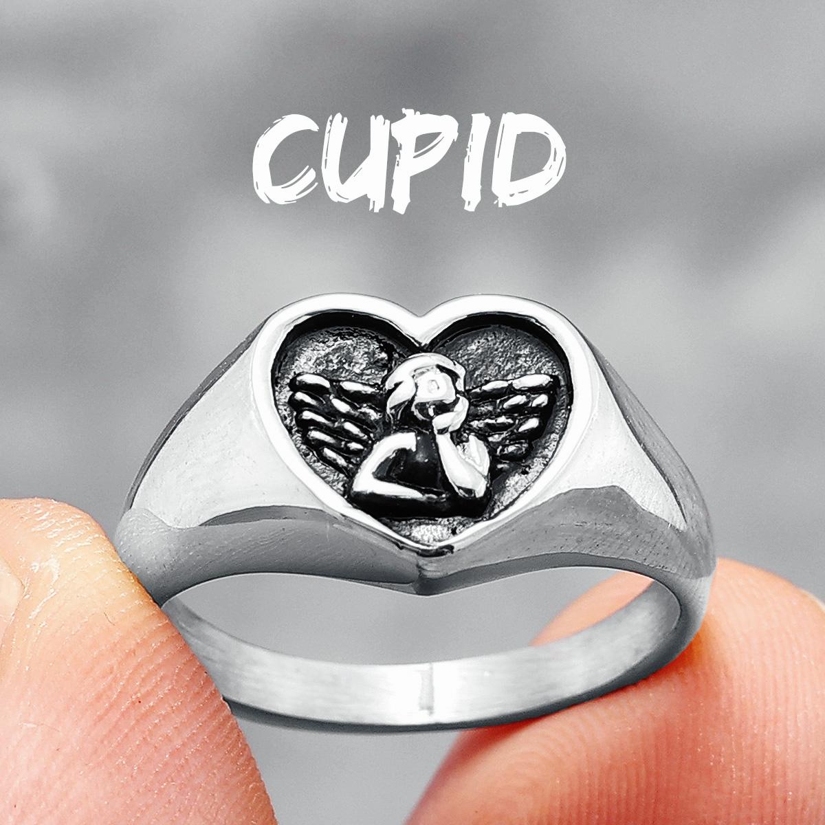 

Cute Cupid Unisex Rings Heart Shape 316L Stainless Steel Ring Kawaii for Men Women Couple Friends Fashion Jewelry Best Gift 10