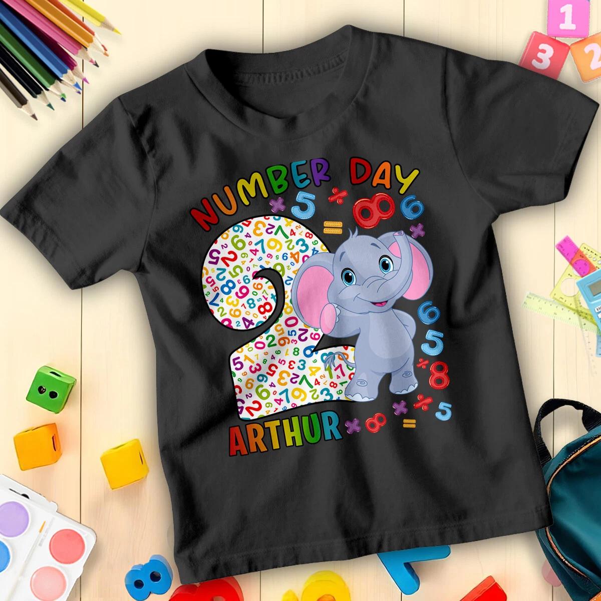 Personalised Boys Girls Elephant Maths Day Number Day Ideas T-Shirt for Kids#ND 4XL
