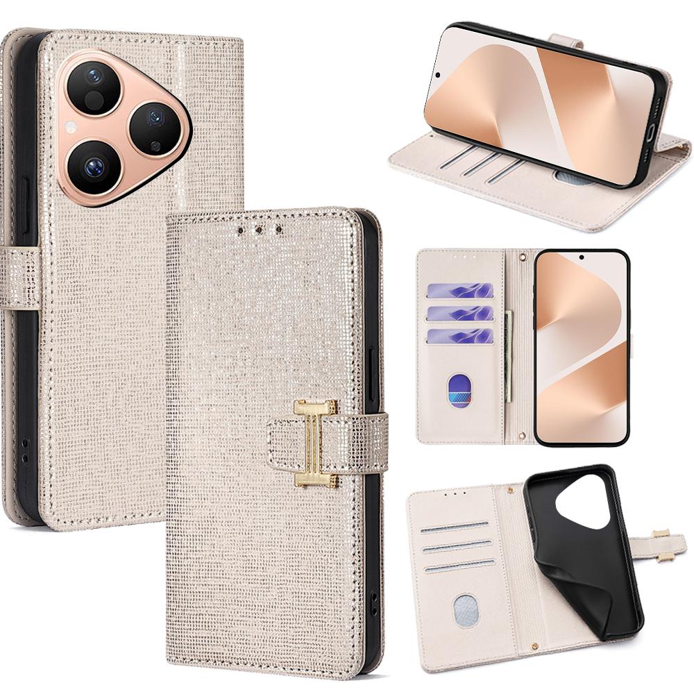 For Huawei Pura 80 Case Metal I-Buckle PU Leather Wallet Phone Cover