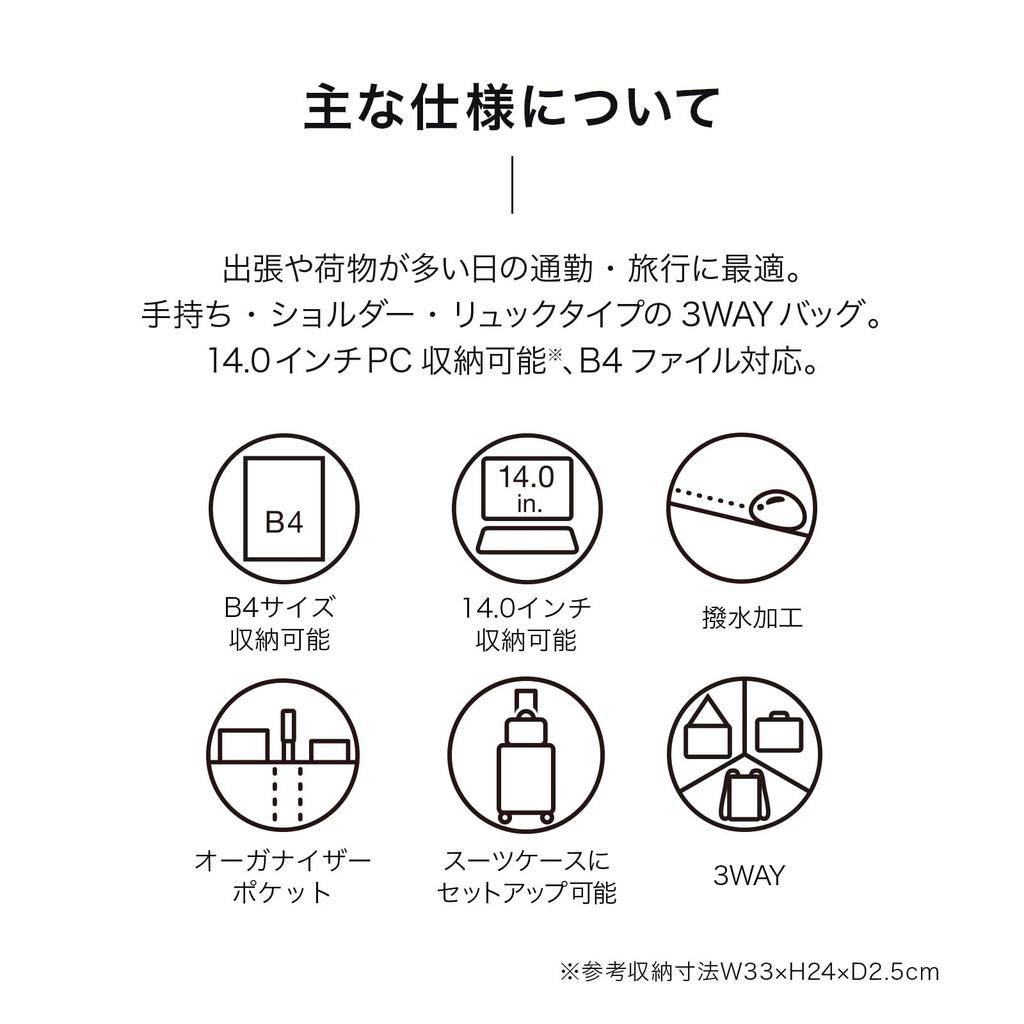 Ace Gene Gadgetable WR2 Business Backpack, Fits B4 Size Documents, Fits a 14-inch PC, 14L Capacity, No. 68665