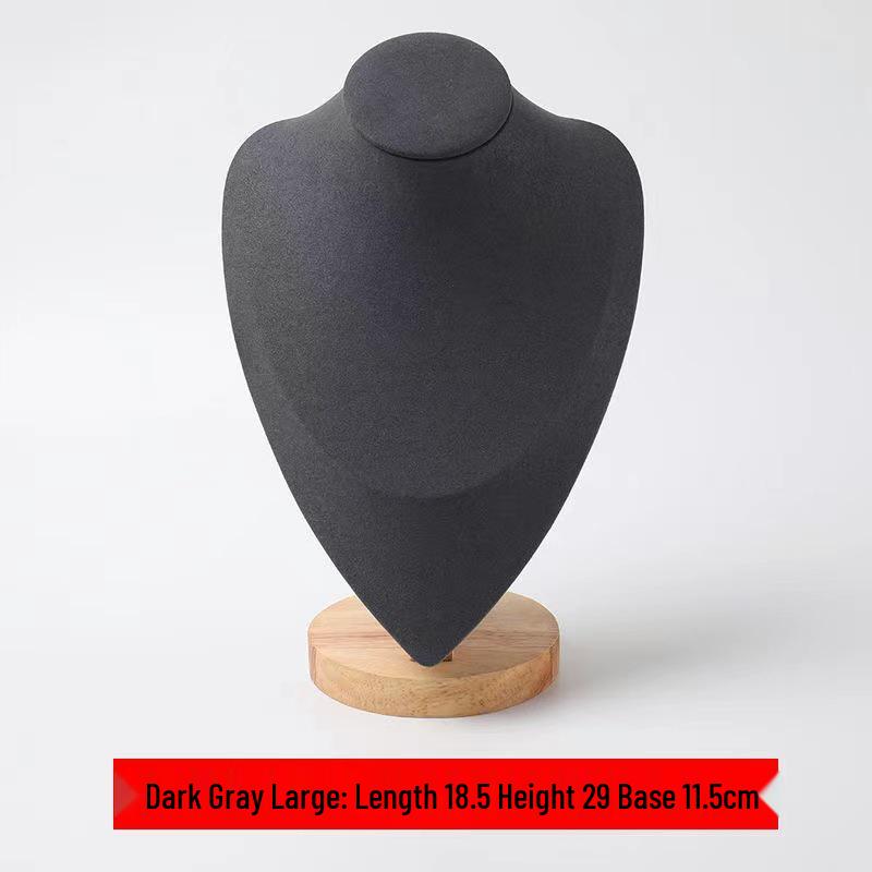 Solid Wood Velvet Jewelry Display Stand for Necklaces and Pendants