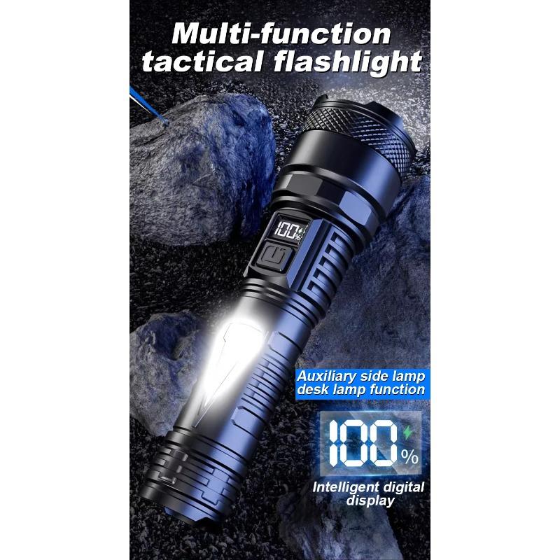 High Power Led Flashlight Super Bright Long Range Torch Rechargeable Ultra Powerful Outdoor Hand Lamp Camping Lantern