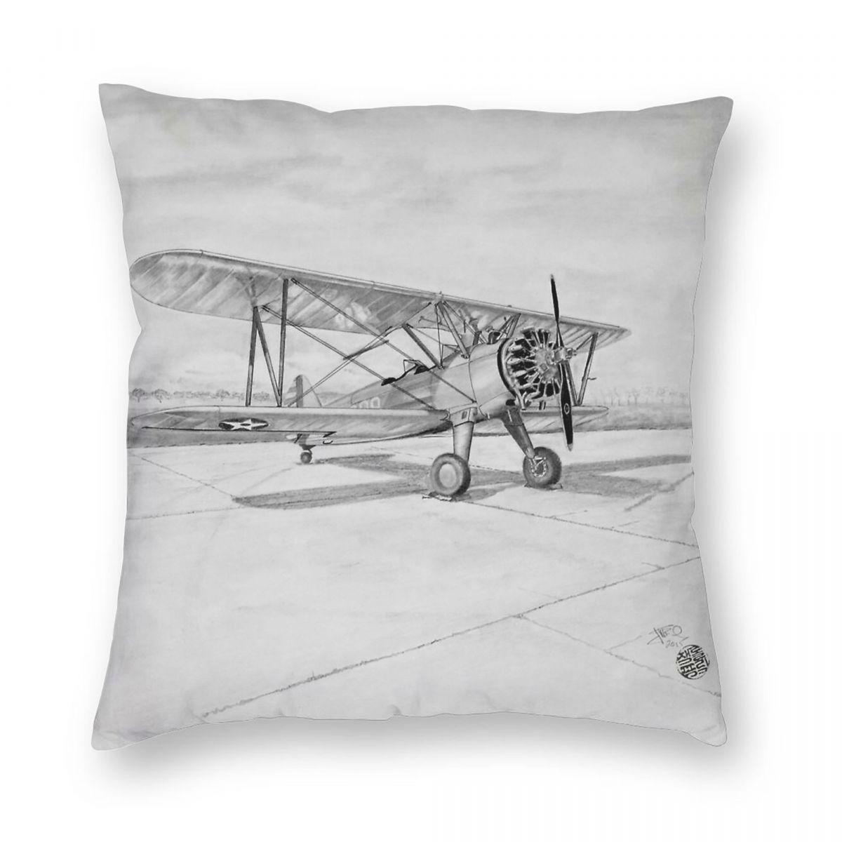 Подушка-наволочка квадратная Boeing Stearman PT Trainer Полиэстер Лен Бархат Креативная Наволочка на молнии Подушка для кровати 30x30cm