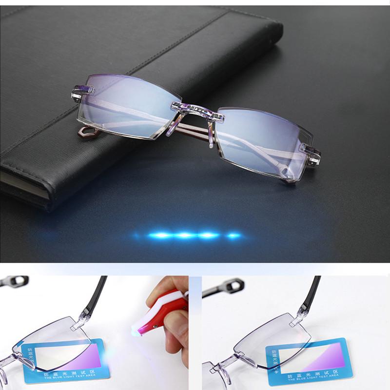 Men Rimless Reading Glasses Women Bifocal Far Near Anti Blue Light Glasses Magnification Eyewear Presbyopic Glasses Diopter