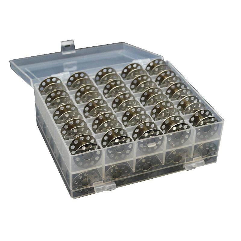 Transparent Plastic & Metal Bobbin Storage Box for Electric Sewing Machines - 5/6/5 Grid