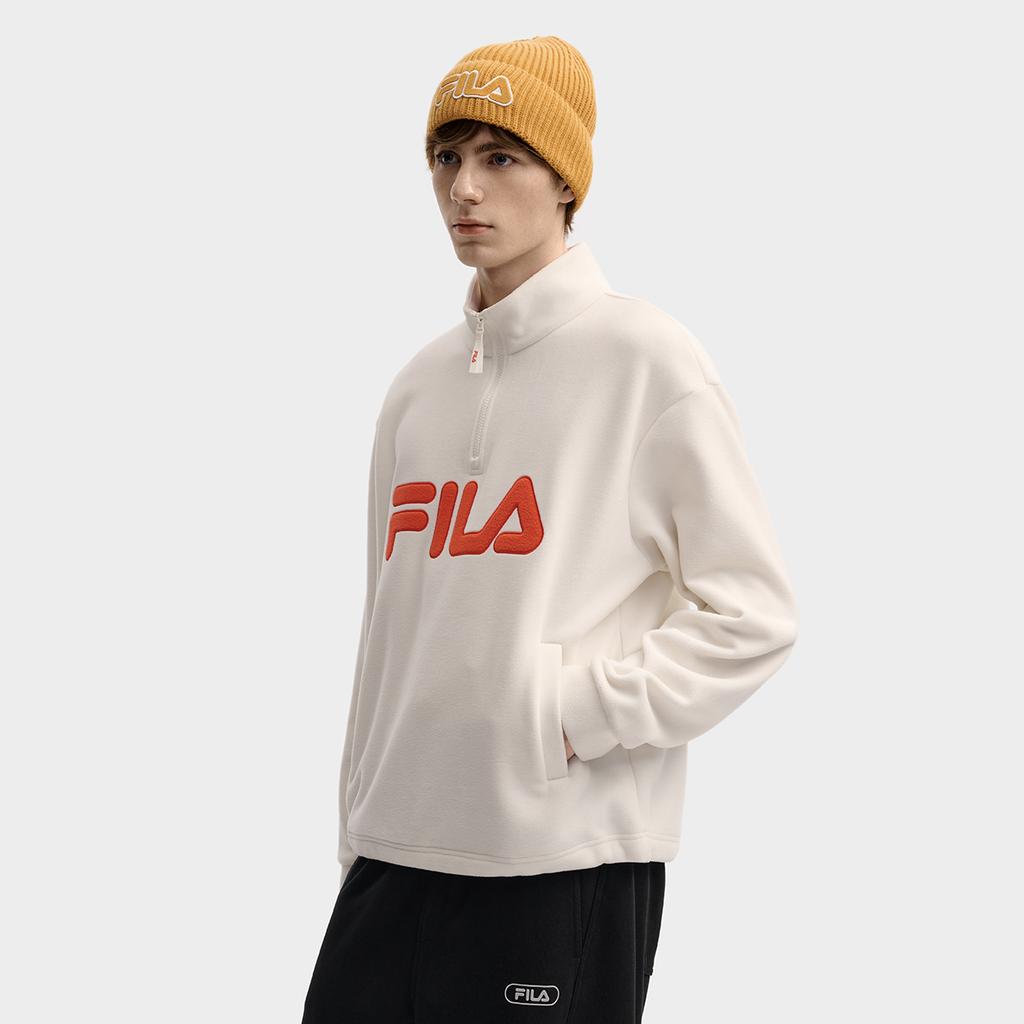 Fila Original Fashion Simple Retro Trendy Comfortable Versatile Loose Warm Fleece Pullover Sweatshirt Men Sweatshirt F11U549201FIV