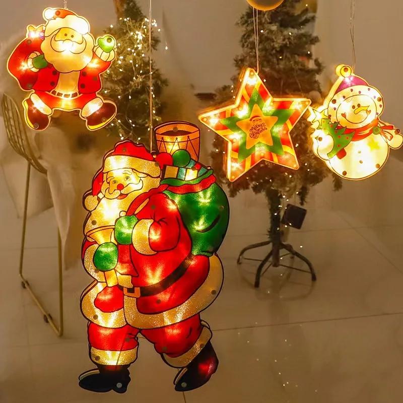 LED Christmas Decoration Suction Cup Light, Santa Claus Snowman Shaped Light, Christmas Shop Window Decoration, Home Decoration
