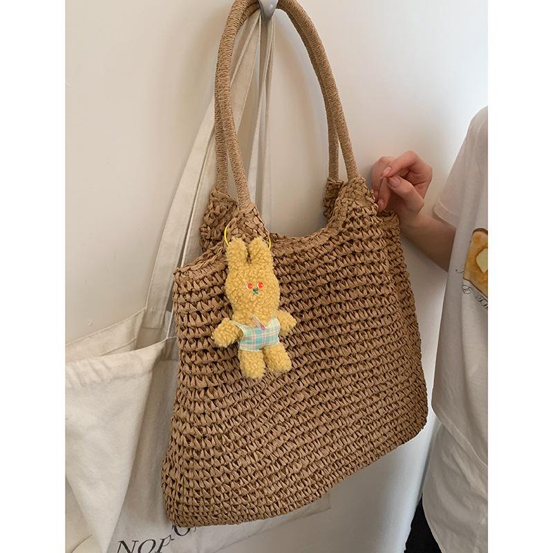

Summer lazy wind hollow woven bag women s 2025 new large-capacity straw bag large-capacity shoulder tote bag