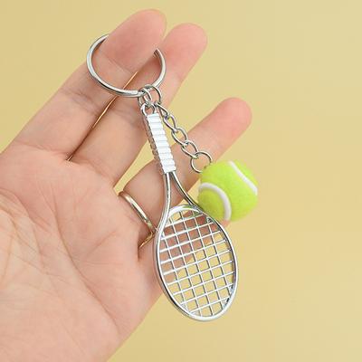 Funny Tennis Racket Pendant Keychain For Women Men Cute Sports Keyring Creative Backpack Decoration Accessories Gifts