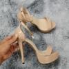 Women Sandals New 14cm Sexy Supper High Heels Patent Leather Nighclub Open Toes Platform Sandal Party Wedding Shoes Shoe