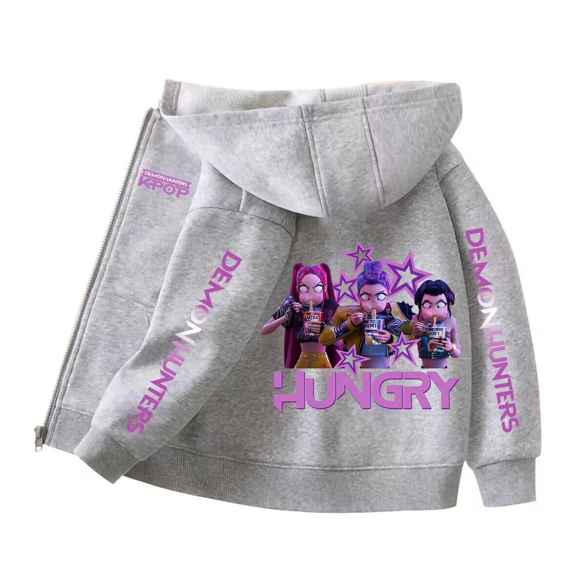 Demon Hunter Trendy Kids  Hoodie - Loose Fit with Graphic Print 130 cm