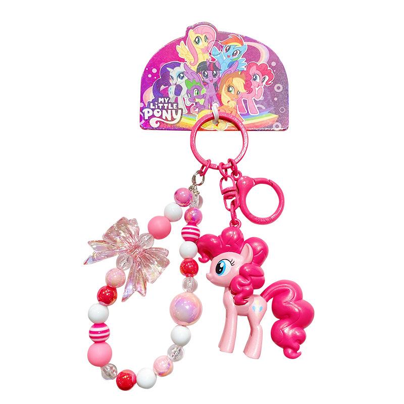 Genuine My Little Pony Beaded Keychain: Twilight Sparkle & Pinkie Pie Figurine Ornament