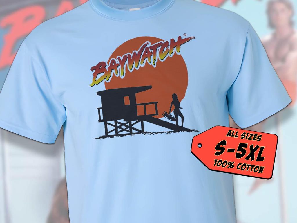Baywatch V4 T-Shirt Vintage SKY BLUE T-Shirt Dtg Digital Print Sizes S M L XL 2XL 3XL 4XL 5XL