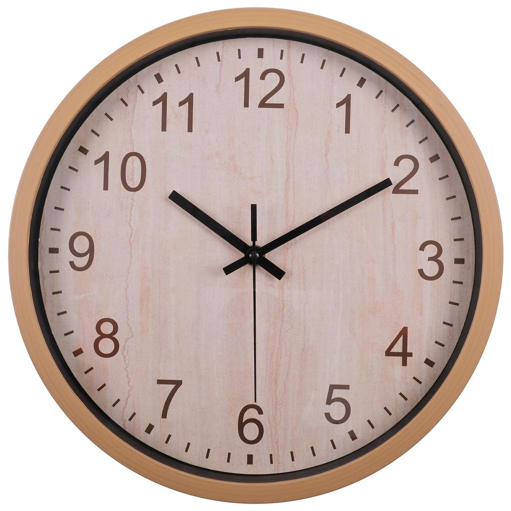 Wall Clock, 30cm, Silent, Scandinavian Style, Colorful, Stylish, Easy to Read, Analog Quartz, Lightweight (350g), with Hook, Wood Grain Finish,