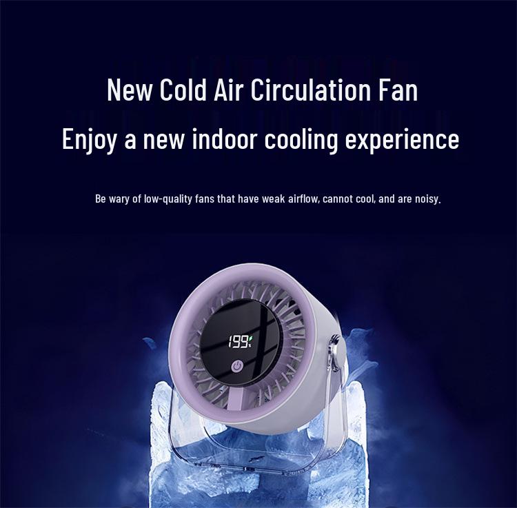 USB Rechargeable Wall-Mounted Desktop Fan with Digital Display