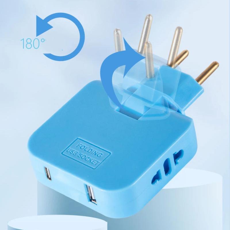 EU Plug 180° Rotatable Multi Outlet Adapter – Slim Travel Converter