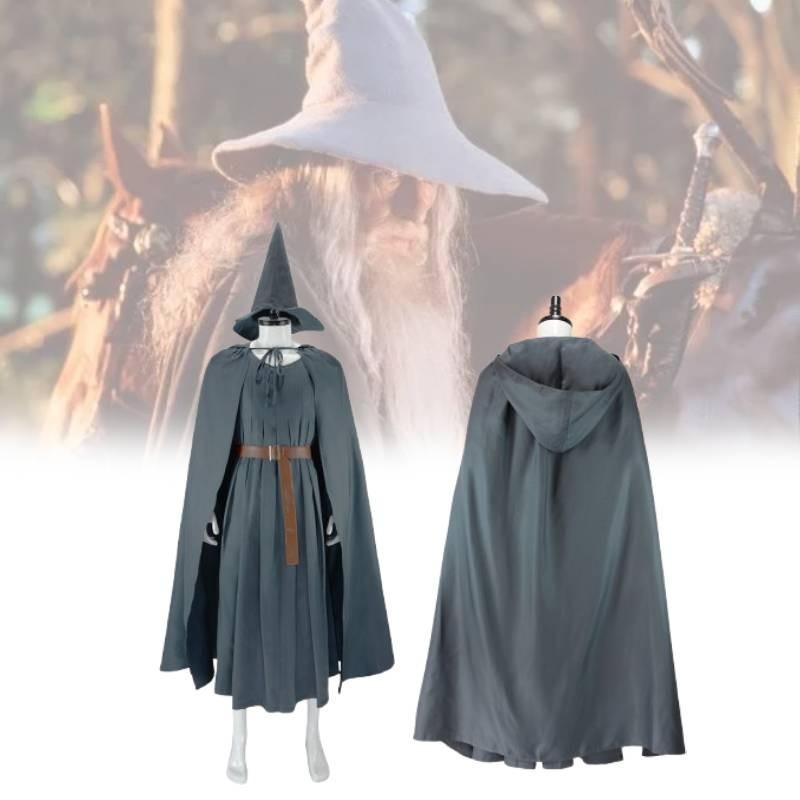 The Hobbit Gandalf Cosplay Costume With Cloak And Hat For Halloween Role Play