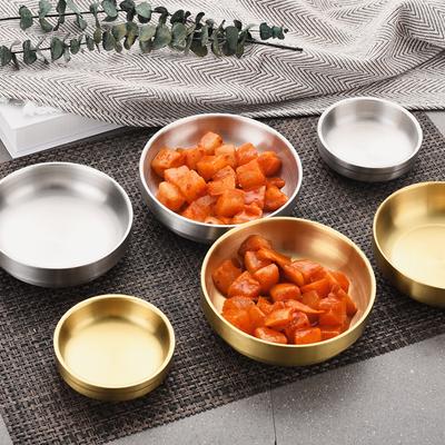 304 Korean Double Bowl Sauce Dish Stainless Steel Bowl Pickle Bowl Cold Dish Snack Dish Deep Meal Dish Double Dish