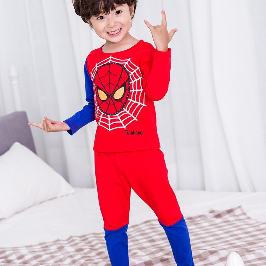 Boys' Spiderman Fleece Pajama Set - Warm Winter Long Johns & Cozy Autumn Homewear
