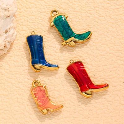 Colorful Drip Oil Denim Boots DIY Stainless Steel Pendant Jewelry