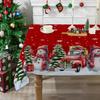 Winter Snowflakes Christmas Tablecloth for Dining Kitchen Table Decor, Xmas Tree Snowman Truck Holiday Table Cloth Christmas Decoration