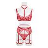 Hot-Selling Lingerie: Sexy Lace Trim Halter Three-Piece Set