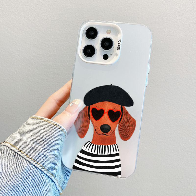 Funny Dancing Dachshund Sausage Dog Pattern Laser Phone Case For iPhone 17 Pro Max 15 16 14 Pro Max 13 11 12 Mini Pro Max Covers