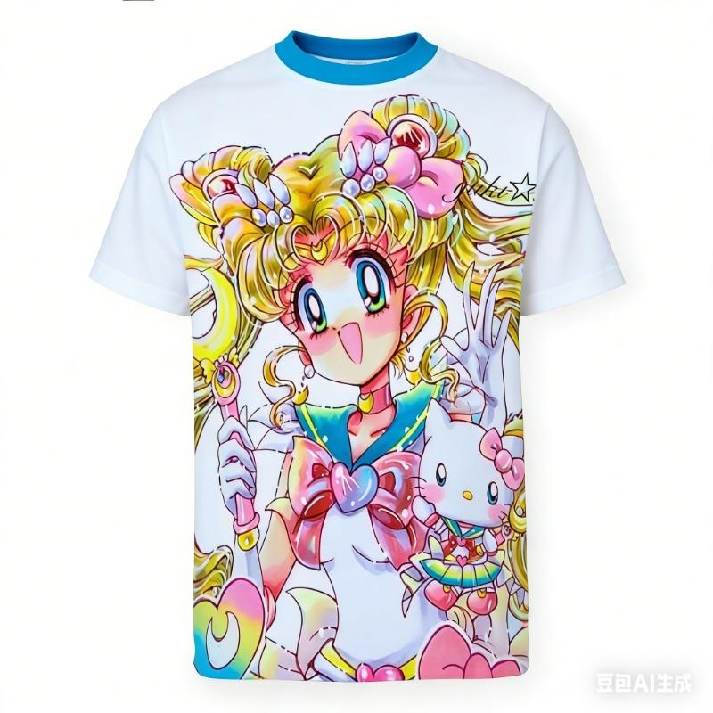 Sailor Moon Under The Moonlight! Adult and Kids 3D All-Over Print T-Shirt, Dreamy Harajuku Style Y2K Short Sleeve,Shorts Friend