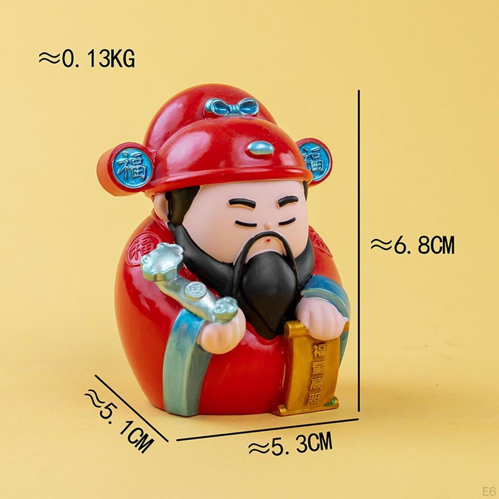 Chinese God Figure Miniature Decoration Year Figurine Desktop Ornament for Party Favors