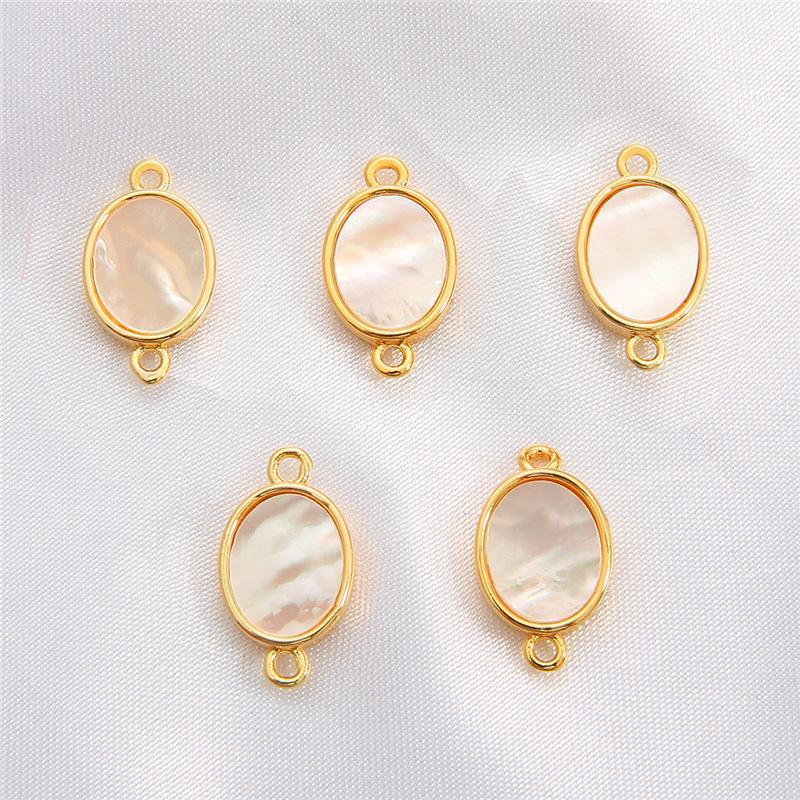 

Кулон с двойным отверстием, заполненный 18-каратным золотом, с инкрустацией желтым перламутром - круглый, овальный, в форме звезды, луны, для изготовления украшений своими руками