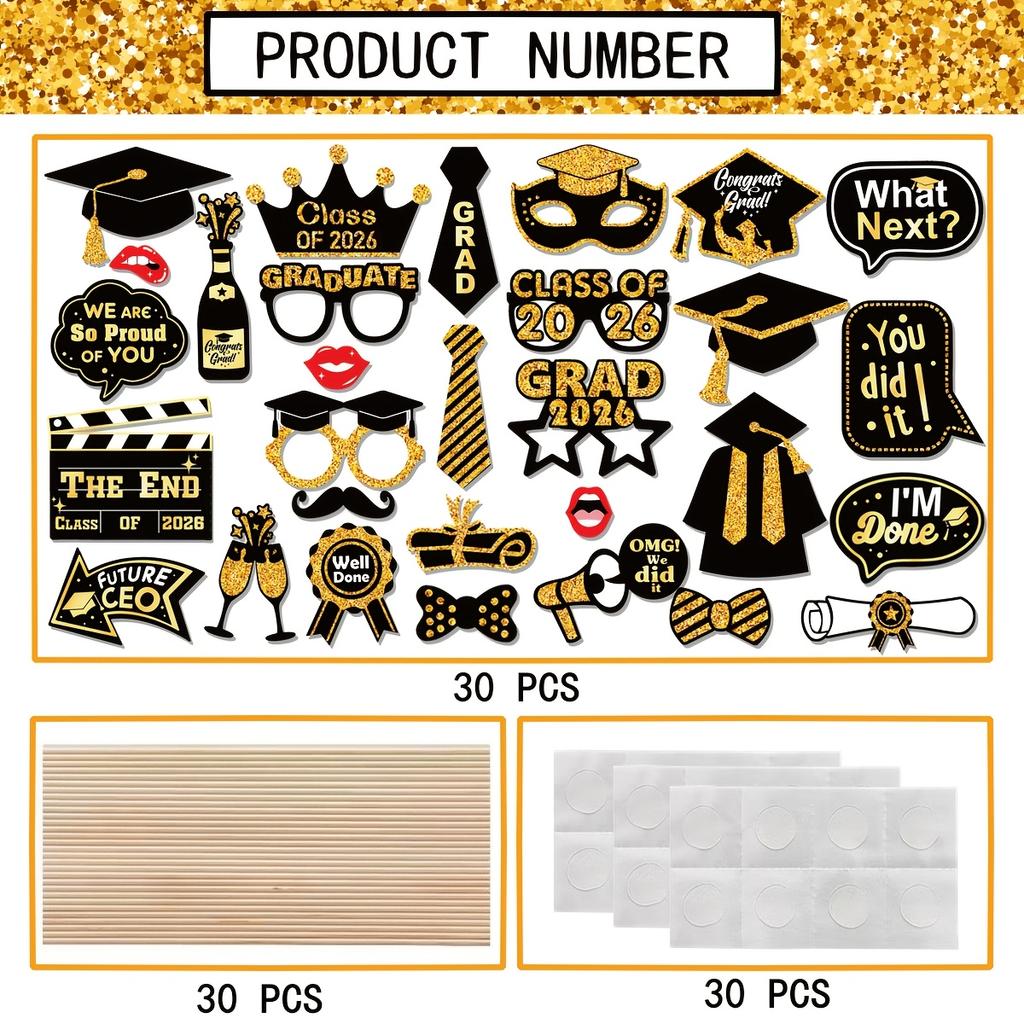30 Pieces/set of 2026 Graduation Season Photography Props, Graduation Ceremony Decoration Props, Photography Background Decorati