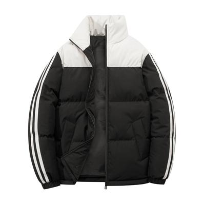 Herbst und Winter Zweifarbiger Stehkragen Baumwollmantel, Verdickter Baumwollmantel für Paare, Warme und Kältebeständige Herrenjacke