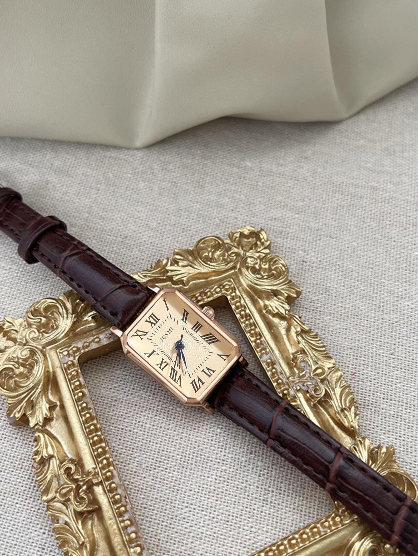 Women s Casual Roman Numeral Quartz Watch with Leather Strap - Douyin Inspired
