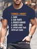 T-Shirt Man Things I Want Cars More Cars, Car Guy, Mechanic Print Summer T-Shirt Men's Round Neck Sports Breathable Short Sleeve