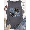 2026 Trendy Vintage Swallow Leaf Star Print Women Sleeveless Tank Top High Quality Casual Spring Summer Vest