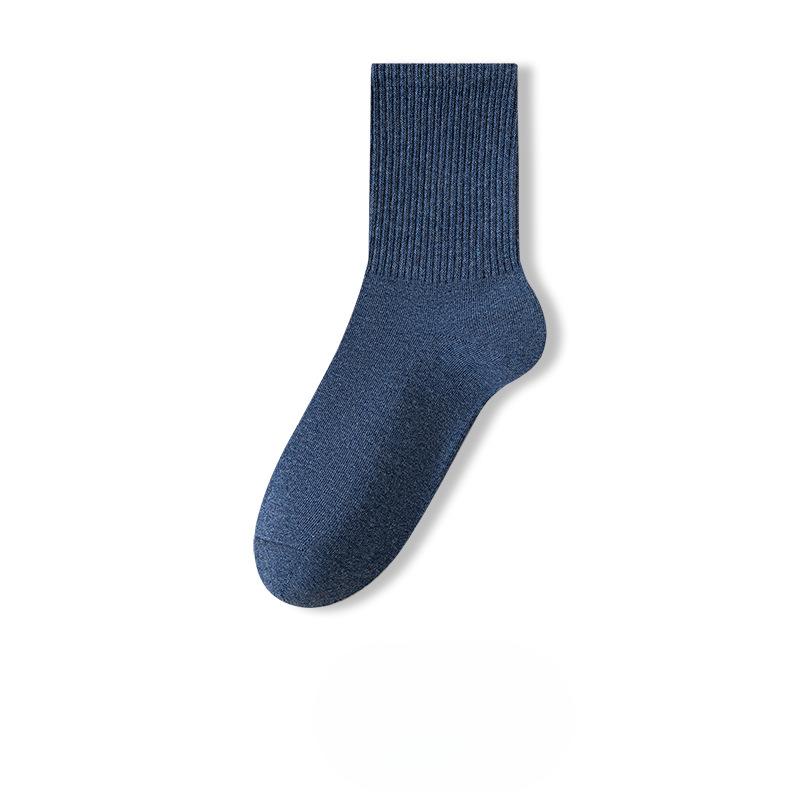 Male Spring and Autumn Pure Cotton Pure Color Antibacterial Sweat Absorbent Tube Cotton Socks