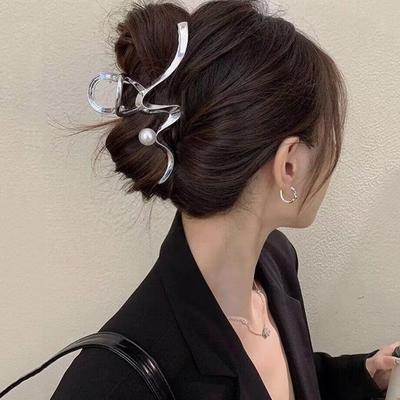 Neue Exquisite Einfache Metall Bogen Haar Krallen Trendy Perle Haar Spange Clip Hairgrip Barrettes Weibliche Haar Zubehör Kopfschmuck Geschenk