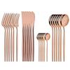 Rose Gold Stainless Steel Cutlery Set Kitchen Dinnerware Set Mirror Polished Tableware Flatware Set Knives Forks Spoons Dinner Set