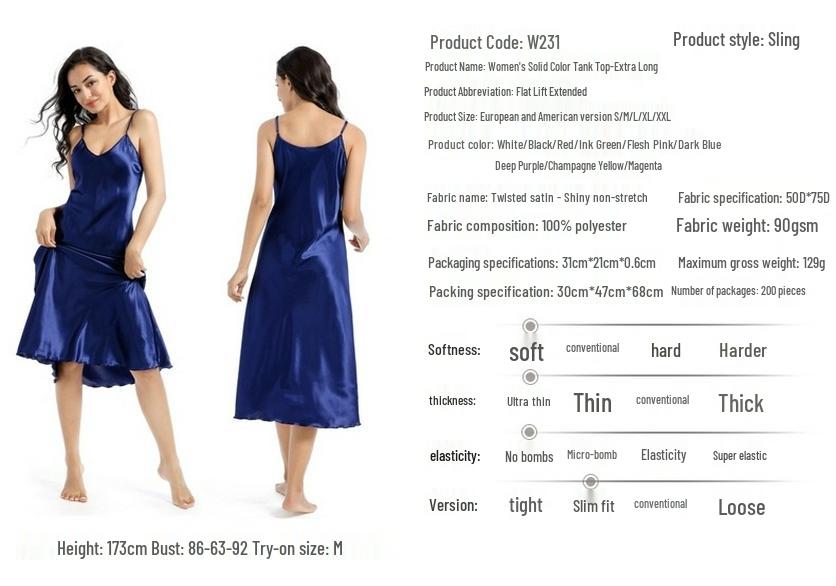 Plus Size Satijnen Diepe V-hals Spaghetti Bandjes Nachtjapon