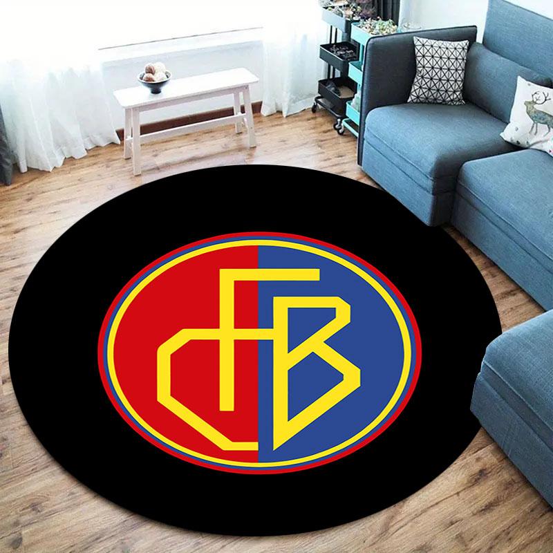 FC Basel Round Area Rug,Carpet Rug for Living Room Bedroom Sofa Playroom Decor,Non-slip Floor Mat