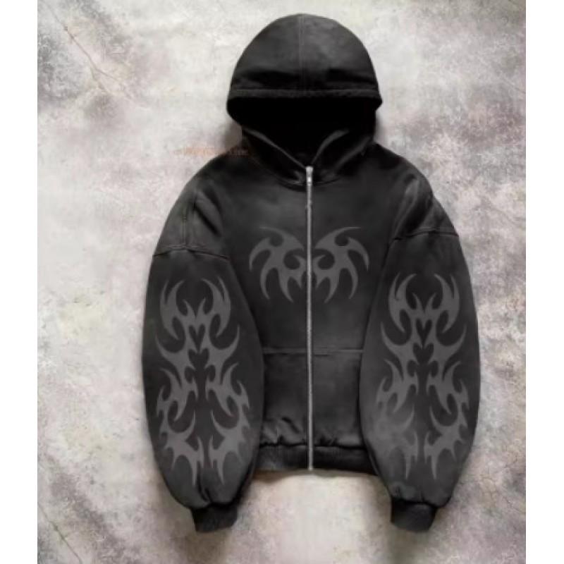Unisex Oversized Hooded Sweatshirt With Graphic Print Streetwear Y2K Retro Loose Fit Long Sleeve Pullover Fall