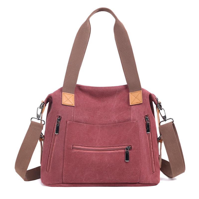 Canvas Tote Bag For Women Large Capacity Shoulder Handbag With Zipper Closure For Travel And Casual Use