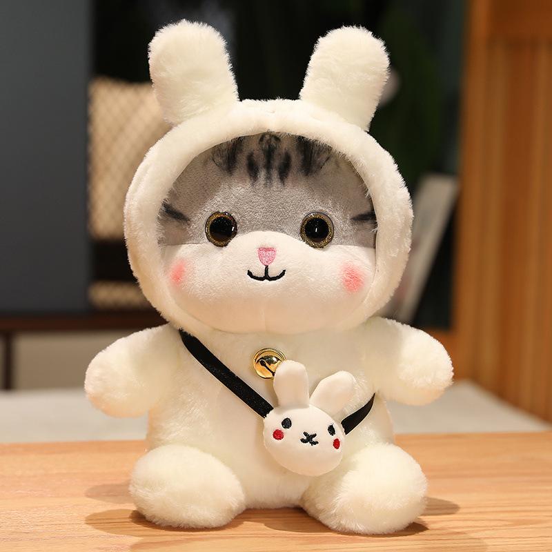 Cat Dress Up Turn Animal Rabbit Dinosaur Crossbody Bag Kitten Plush Toy Stuffed Doll Kid Gift
