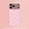 Cute Cherry Pattern Pink Metallic Tempered Glass Phone Case For iPhone 11 12 13 14 15 16 17 Pro Max 15 14 Plus 17 Air 16E Cover