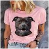 Cotton  Cute Brindle Staffordshire Bull Terrier Portrait Tshirt Women Staffy Dog Lover Casual Summer Short Sleeve Graphic T