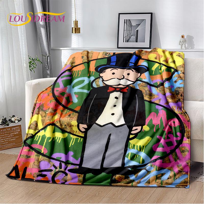 Rich Man Game Monopoly Dollar Cartoon Blanket,Soft Throw Blanket for Home Bedroom Bed Sofa Picnic Travel Office Cover Child Gift
