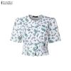 ZANZEA Completo estivo due pezzi da donna con blusa a maniche corte floreale e gonna midi