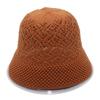 Bucket Hat Women'S Round Face Knitted Hat Versatile Bucket Hat Sweet Spring And Summer Beach Hat Straw Hat Hollow Sun Hat Breathable
